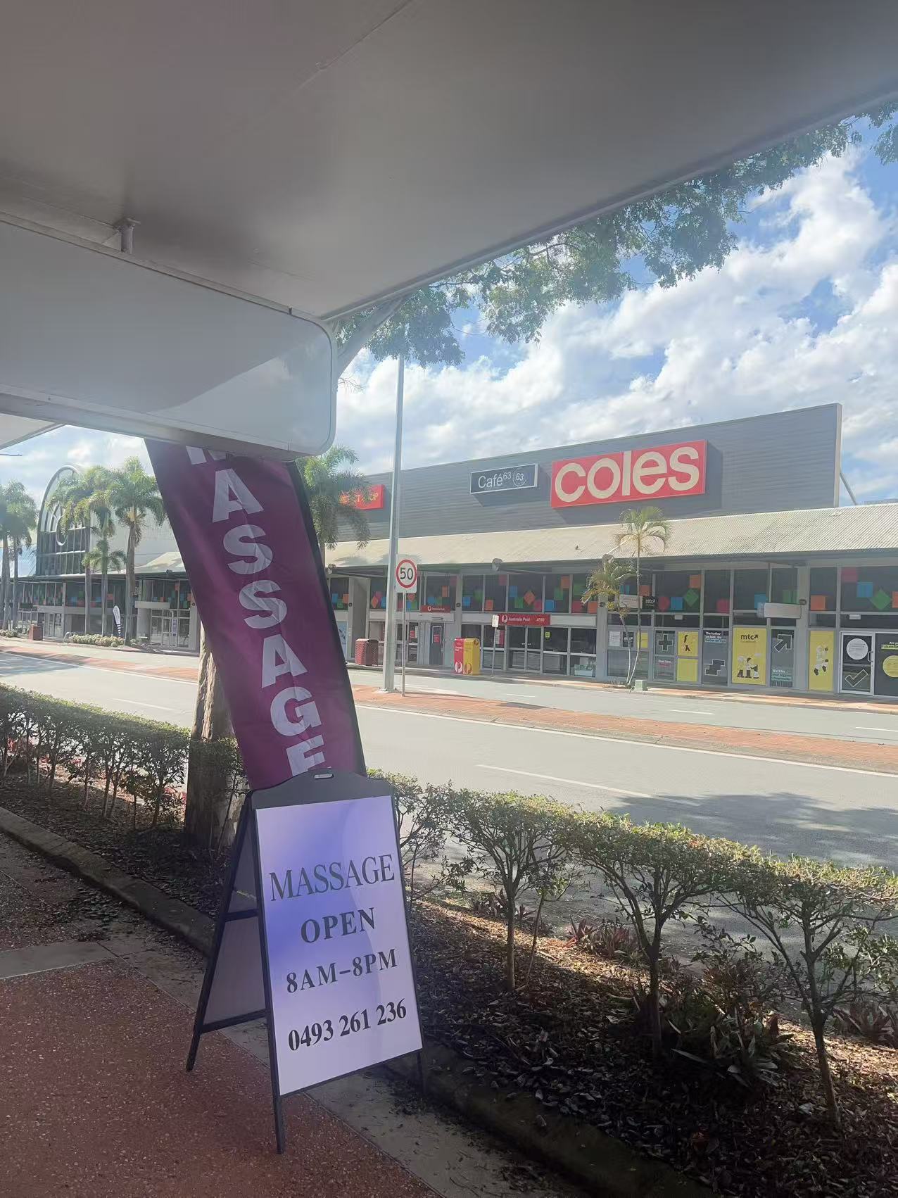 The view from the doorway on King St, looking across to the Coles supermarket